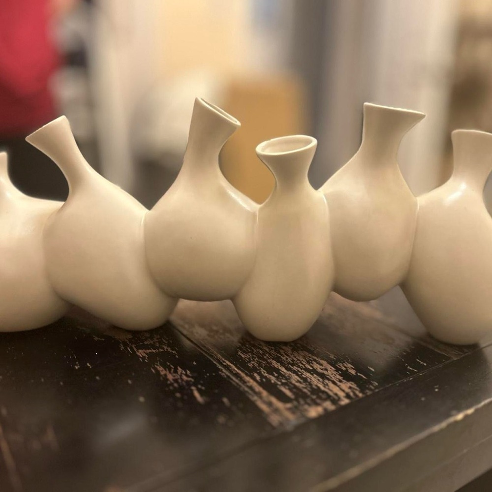 Semi Gloss Modern Abstract White Ceramic Floral Vase